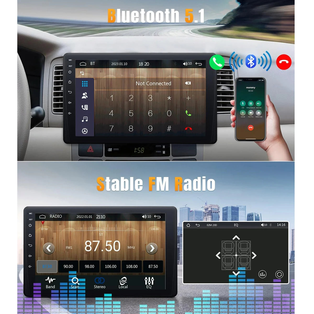 9 Inch Car Stereo Single Din Radio with Apple Carplay and Android Auto,Touch Screen Bluetooth Car Audio with Backup Camera