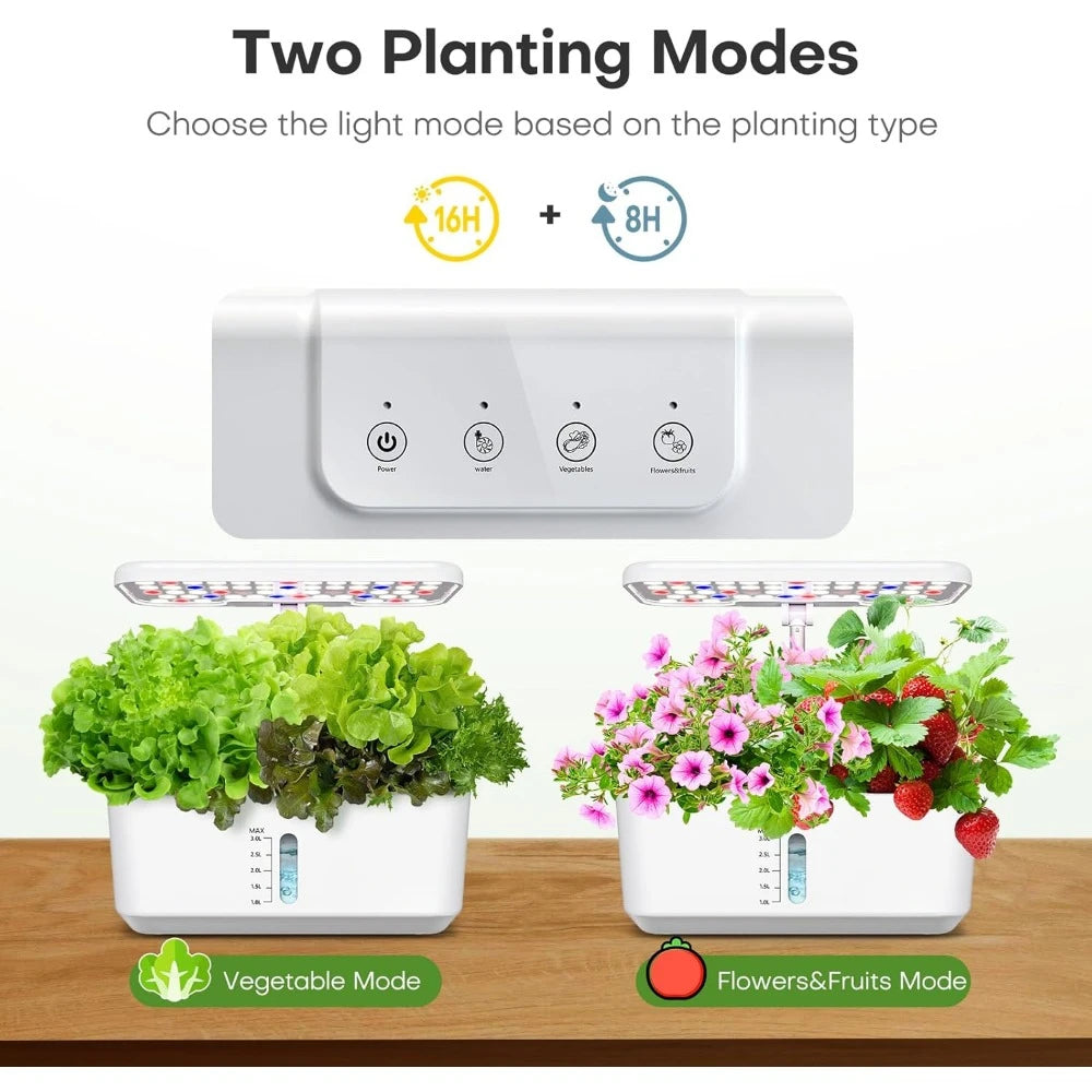 Indoor Garden Hydroponic Planting System, 10 Plant Germination Kits, Hydroponic Planting System Kit with LED Growth Lights