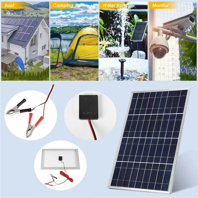 300W/600W Solar Panel Kit Complete 12V Polycrystalline USB Power Portable Outdoor Rechargeable Solar Cell Solar Generator